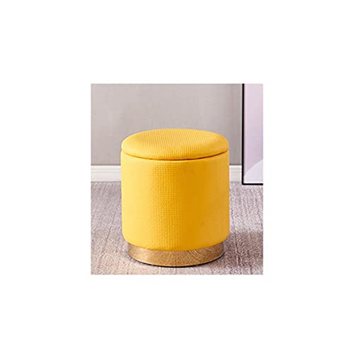 JDKJSBF Vintage Leder-Aufbewahrungshocker-Sitzstuhl-Stuhl-Schminktischhocker Fußstützen-Poufpe-Round-Footeme-Hocker mit Lagerung Fußstützenhocker, Gelb-40 * 43 cm Thoughtful von JDKJSBF