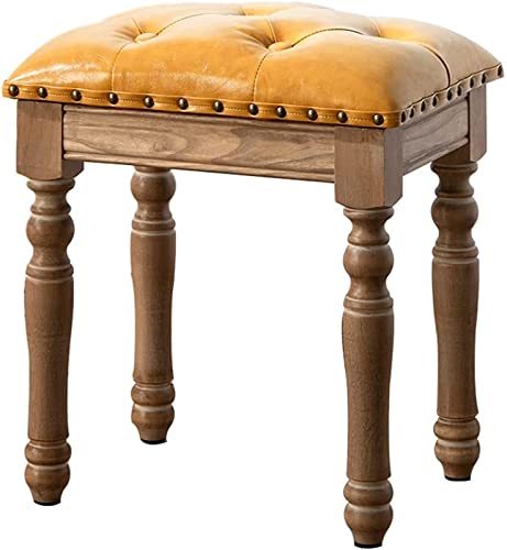 JDKJSBF Waschtischhocker Schlafzimmer Eitelkeitsstuhl Polsterbänke Holzkostenhocker Eingangsschuh Wechseln Hocker Umkleidekabine Klavier Hocker Kleiner Esshocker Eiche (Orange) Thoughtful von JDKJSBF