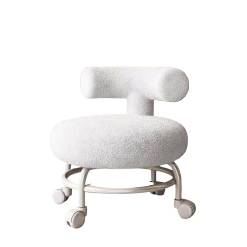 JDKJSBF White Pedicure Stuhl Rolling Stool mit Rückenlehne und rotierbares bewegliches Design für den Gebrauch zu Hause und zum Salon Thoughtful von JDKJSBF