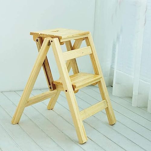 Leiterhocker Massivholz Haushaltsleiter Falten zweistufige Leiter Multifunktion Leiter Stuhl Stuhl Stuhl im Innenklettern Kleiner Leiter Stufe (Farbe: Gelb) (schwarz) Thoughtful von JDKJSBF