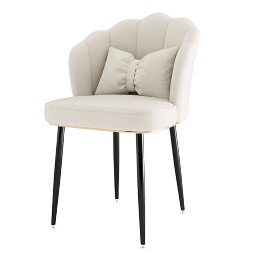 Modern Armless Vanity Chair with Curved High Back and Padded Seat Ideal for Bedroom Living Room or Makeup Vanity Stylish White Chair with Black Stool Legs Thoughtful von JDKJSBF