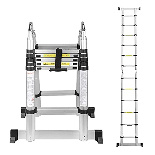 Teleskopleiter Teleskopleiter Mehrzweck Aluminium Teleskopleiter tragbare Faltungsleiter Erweiterung verlängern Leiter A-Frame (Größe: 2,5 m+2,5 m) Ehe Thoughtful von JDKJSBF