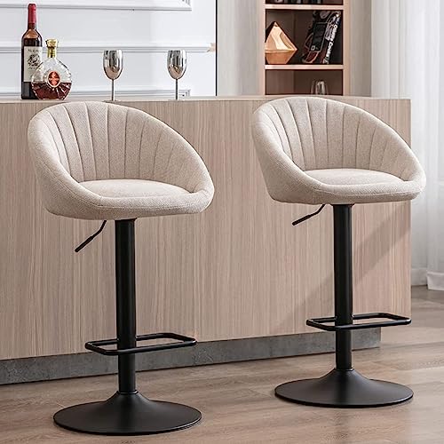 The Counter Height Bar Stoolsbeige Stoff Barhocker Set aus 2 drehbar verstellbaren Thekenhöhen Barhopools mit Rücken moderner gepolsterter Stuhlstuhl für Kitchen Island Home Bar Pub Terryc Thoughtful von JDKJSBF