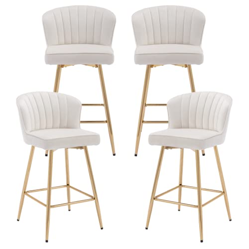 The Counter Height Bar Stoolsbeige Velvet Counter Stuhl Set von 4 Mid Century Modern Barhocker mit goldenen Beinen gepolsterte Theke des Counterheighockers 26 -Zoll -Kücheninselstühle Witz Thoughtful von JDKJSBF