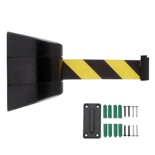 JDKMNE Einziehbare Gurtabsperrung - 2/3/5/10 m Wandmontage Warteschlangen-Menschenmengen-Kontrollwand Sicherheitsabsperrung, einziehbare Gurtabsperrung zur Wandmontage Warngurt(2m/6.5ft) von JDKMNE