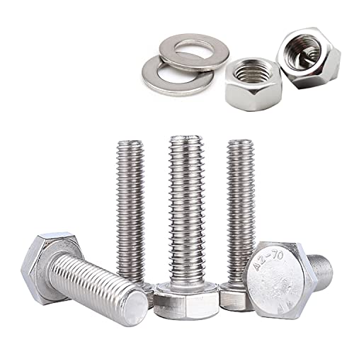 20pcs M8x25 Edelstahl Sechskantschrauben mit Muttern und Unterlegscheiben set, Sechskant Schrauben Maschinenschrauben Gewindeschrauben DIN 933, Sechskantschraube mit Reine Gewinde (20 Stück M8x25) von JDMA