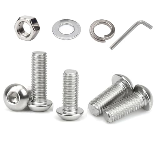 JDMAKJ 20 Stück M8x20 Linsenkopfschraube mit Innensechskant und Muttern Unterlegscheiben 304 Edelstahl Vollgewinde Halbrundkopfschraube Flachkopfschraube Linsenschraube (M8 X 20mm) von JDMAKJ