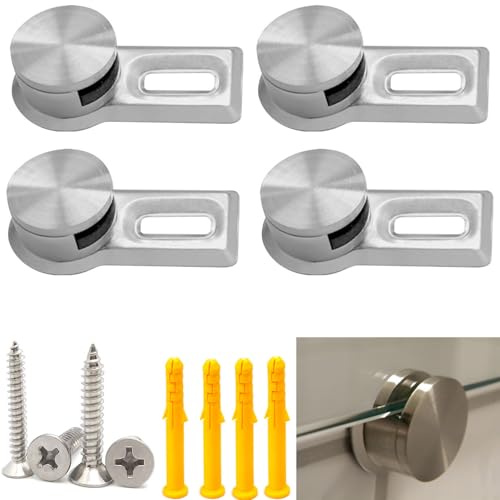 Glasklemme Spiegelhalterung für Schwere Glas Bilder Acrylglas 4 Stk Bad Zimmerspiegel Clips Klemmbefestigung Set mit mit Schwere Dübel und Edelstahl Schrauben von JDMAKJ