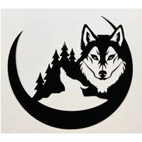 Wolf & Berg Wandkunst, Wanddekoration, Wolfsschild, Metallkunst, Natur Wildlife Kunstwerk von JDMetalsigns
