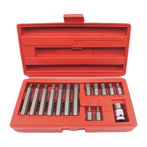 15-teiliges Steckschlüssel-Set, 1,27 cm (1/2 Zoll), Schraubendreher-Bit, Ratschen, Drehmomentschlüssel, professionelles Autoreparaturwerkzeug mit Box Steckschlüssel-Set von JDNH