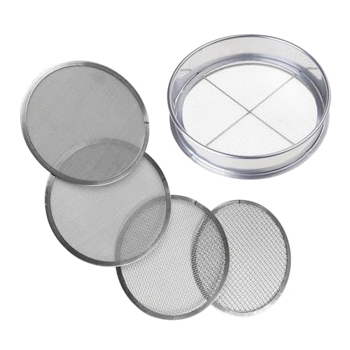 JDNH Bodensieb, Edelstahl, Hand-Rätselsieb-Set, 20,3 cm Durchmesser, mit verstellbaren Netzgrößen, für Zuhause, Garten, Edelstahl-Bodensieb von JDNH