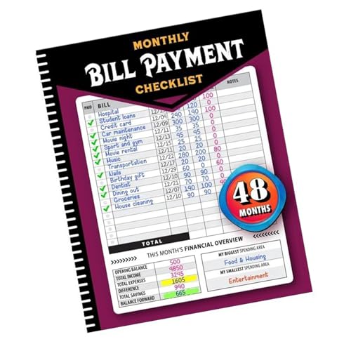 JDNH Tragbares Rechnungs-Zahlungs-Tracking-Notizbuch, für den privaten und geschäftlichen Gebrauch, mit monatlichen und jährlichen Zusammenfassungsfunktionen JDNH Tragbares Rechnungs-Zahlungs-Tracking-Notizbuch, für den privaten und geschäftlichen Gebrauch, mit monatlichen und jährlichen Zusammenfassungsfunktionen von JDNH