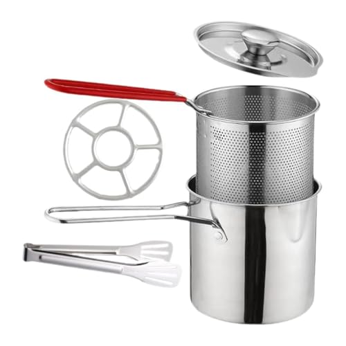 Kleine Edelstahl-Bratentöpfe mit Netzkorb, Miniatur, ergonomisch, Einhandgriff, Bratpfanne mit Sieb, kleine Edelstahl-Fritteusen für Hähnchenschenkel Kleine Edelstahl-Bratentöpfe mit Netzkorb, Miniatur, ergonomisch, Einhandgriff, Bratpfanne mit Sieb, kleine Edelstahl-Fritteusen für Hähnchenschenkel von JDNH