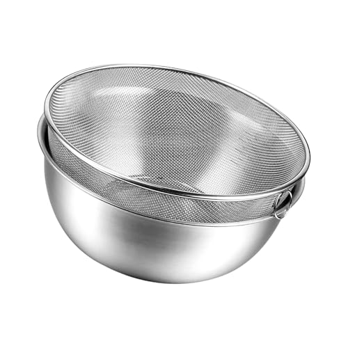 Mehrzweck-Edelstahlsieb mit feinem Loch und Rührschüssel, Küchenabtropfkorb, mit Griff, Kochgeschirr Mehrzweck-Edelstahlsieb mit feinem Loch und Rührschüssel, Küchenabtropfkorb, mit Griff, Kochgeschirr von JDNH