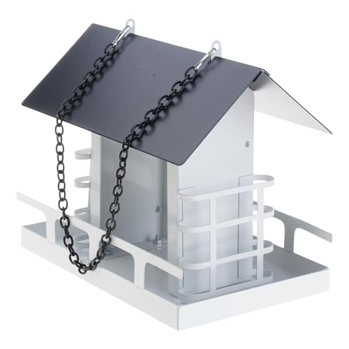 Vogelfutterstation mit großer Kapazität für den Außenbereich, Hausform mit Sitzstange und einfacher Aufhängung, multifunktionaler Vogel von JDNH