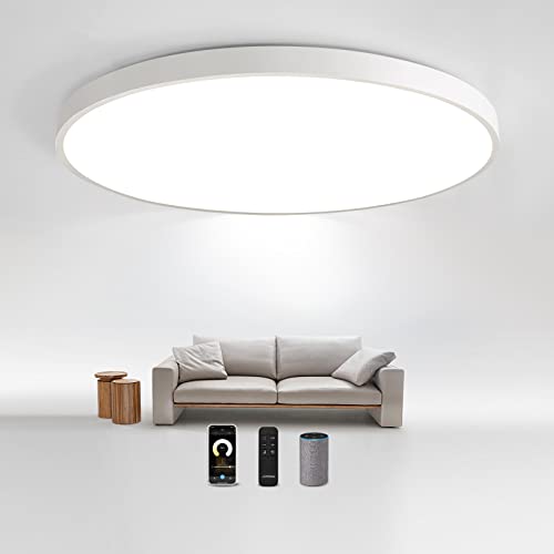 JDONG led Deckenlampe Dimmbar 24W Flach Rund Ø30CM Smart LED Deckenlampe Kompatibel mit Alexa und Google Home 3000K-6500K für Schlafzimmer Wohnzimmer Küche Flur Balkon Keller von JDONG