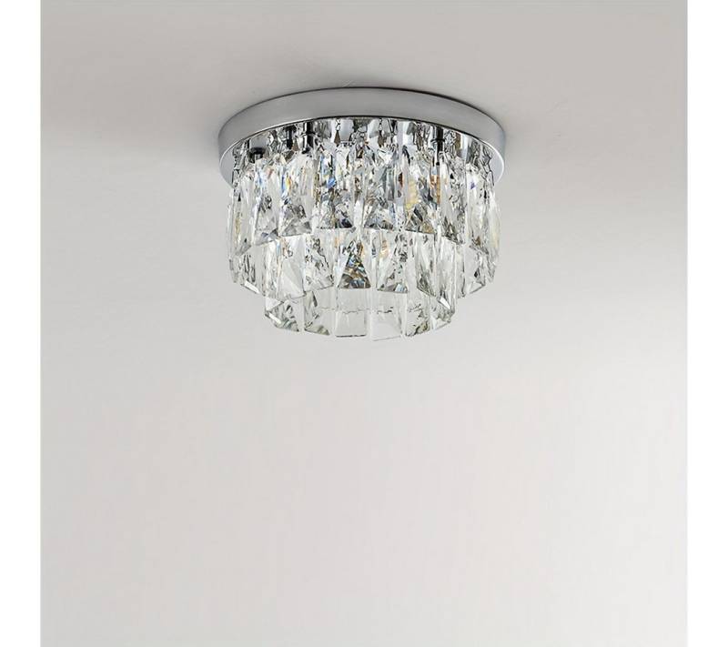 JDONG Deckenleuchte Moderne Kristall Deckenlampe Rundheit Lampenschirm, warmweiß, Golden Lampen für Flur, Wohnzimmer, Schlafzimmer, Küche, 25*14.5 cm von JDONG