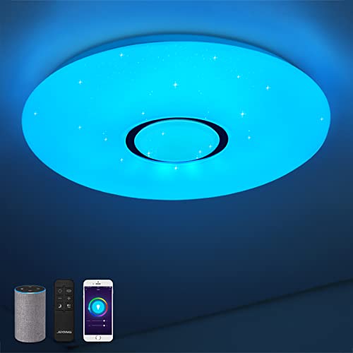 Alexa Deckenlampe Led 36W Smart Deckenleuchte 40CM, Farbwechsel, Sternenhimmel, steuerbar, Farbwechsel Lampen kompatibel mit Alexa Google Home Wifi Lampe Decken Wlan Leuchte Sprachsteuerung von JDONG