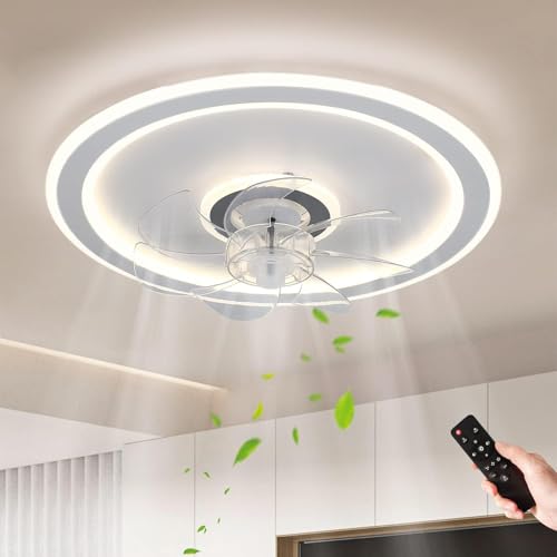 JDONG Deckenventilator mit Beleuchtung und Fernbedienung 54W LED Leise Deckenleuchte Ventilator Mit Dimmbar Timer Einstellbare Windgeschwindigkeit für Wohnzimmer Esszimmer Schlafzimmer 47CM… von JDONG