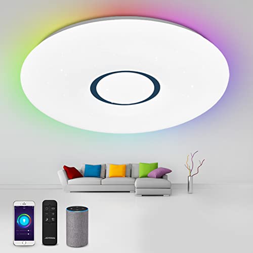 JDONG LED Deckenlampe, 54W Ø49cm Smart Wifi Deckenleuchte Dimmbar(RGB + Kalt bis Warmweiß 3000-6500K), Steuerbar via App, Kompatibel mit Alexa, kein Hub Erforderlich von JDONG