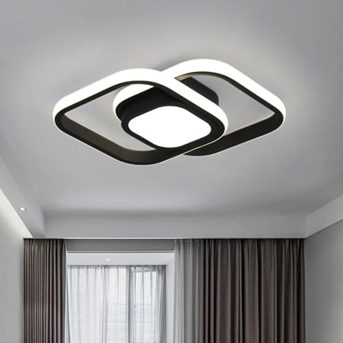 JDONG LED Deckenlampe 4000K Neutralweiß 24W Quadratisch Deckenlampe Schwarz 2000LM Modern Design Flurlampe Küchenlampe für Studio Balkon Keller Garage Treppe Gang Bad Küche Ø32CM von JDONG