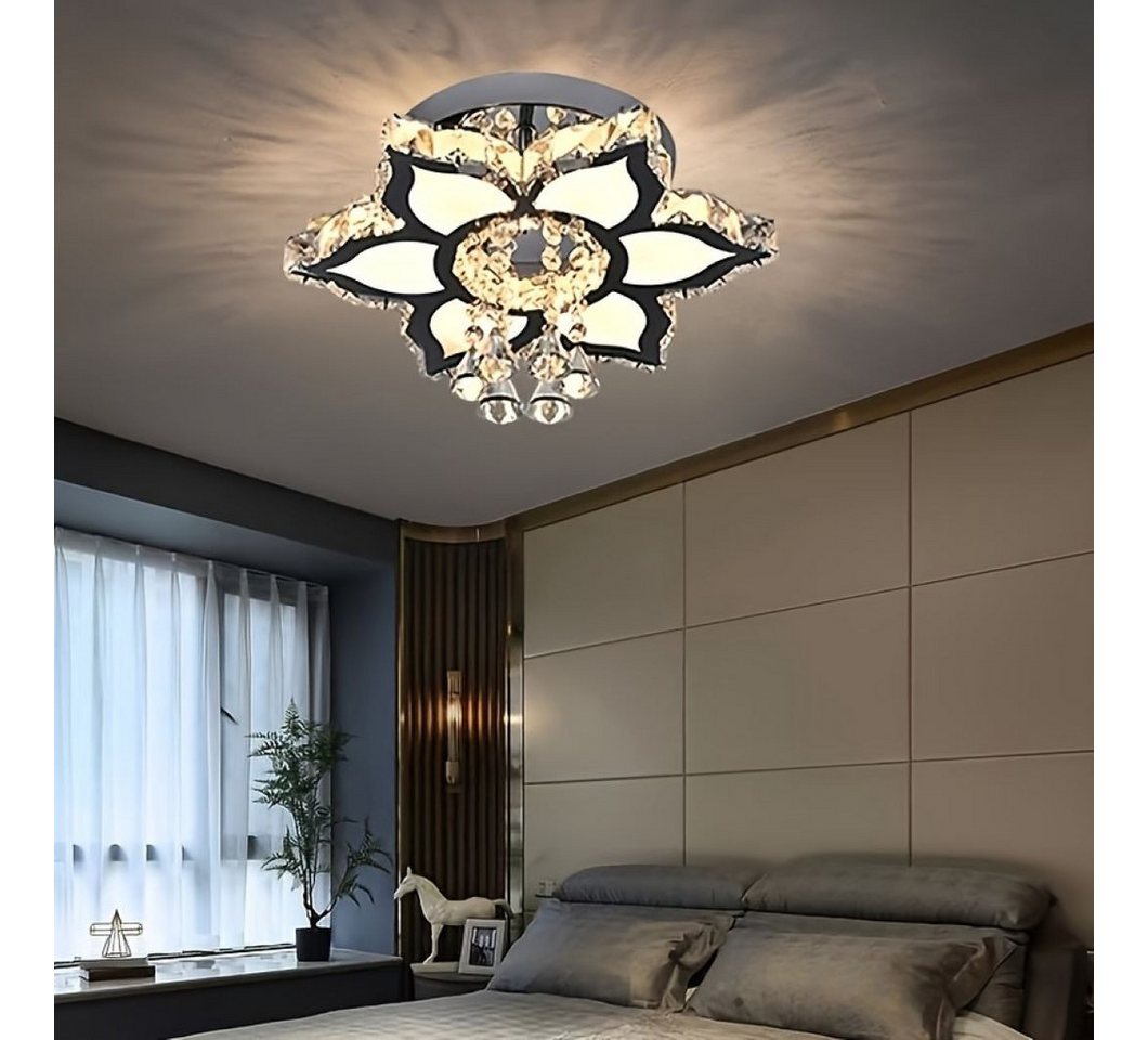 JDONG LED Deckenleuchte Deckenlampe Esstisch Dimmbar Kristall Pendelleuchte, K9 Kristalle, 30cm / 33 cm von JDONG