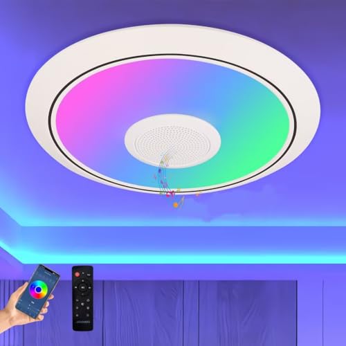 JDONG LED Deckenleuchte Dimmbar 36W mit Bluetooth Lautsprecher Rund Badezimmer led Deckenlampe mit Fernbedienung und APP RGB Farbwechsel Einstellbar für Schlafzimmer Wohnzimmer Ø37cm JDONG LED Deckenleuchte Dimmbar 36W mit Bluetooth Lautsprecher Rund Badezimmer led Deckenlampe mit Fernbedienung und APP RGB Farbwechsel Einstellbar für Schlafzimmer Wohnzimmer Ø37cm von JDONG
