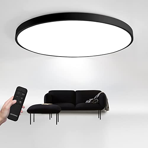 JDONG LED Deckenleuchte Dimmbar Flach Rund Schwarz 54W Deckenlampe mit Fernbedienung 3000K-6500K Warmweiß Kaltweiß Tageslicht Lampe für Schlafzimmer Kinderzimmer Büro Wohnzimmer Ø50CM von JDONG