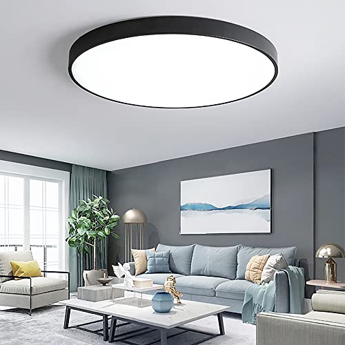 JDONG LED Deckenleuchte Schwarz Flach Rund Ø50CM 54W Deckenlampe Dimmbar mit Fernbedienung 3000K-6500K Warmweiß Kaltweiß Tageslicht Lampe für Wohnzimmer Schlafzimmer Kinderzimmer Büro von JDONG
