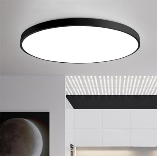 JDONG LED Deckenleuchte dimmbar mit Fernbedienung 54W Schwarz Round Deckenlampe Metall Modern Design Lamp für Schlafzimmer Wohnzimmer Esszimmer Arbeitszimmer Balkon Büro 50 * 4CM von JDONG