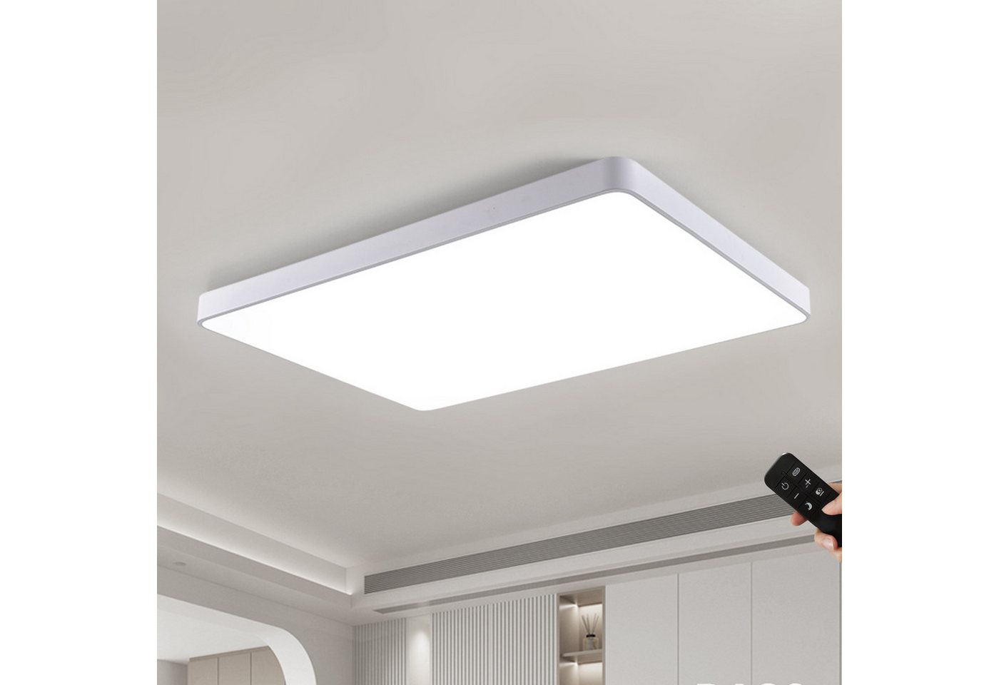 JDONG LED Deckenleuchte dimmbar mit Fernbedienung 72W Schwarz/Weiß Deckenlampe Rechteckig, LED fest integriert, Kaltweiß, Warmweiß, Neutralweiß, Tageslichtweiß, Wohnzimmerlampe Metall Modern-Design, fur Schlafzimmer Esszimmer von JDONG