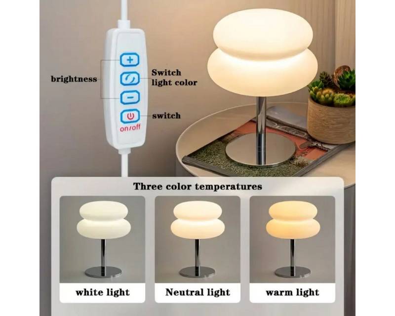 JDONG LED Nachttischlampe Vintage Glas Tischlampe Elegante Nachttischbeleuchtung mit Dimmbar, Retro Nachtlicht für Schlafzimmer Wohnzimmer,29.5*20 CM von JDONG