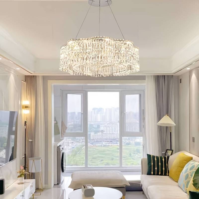 JDONG LED Pendelleuchte Goldene Pendelleuchte Kristall, 40 cm Hängeleuchte, Moderne hängeleuchte mit Rotierenden Schirmen für Schlafzimmer, Küche von JDONG