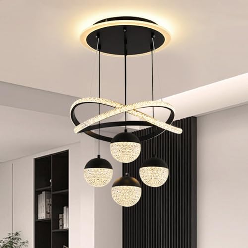 JDONG LED Pendelleuchte Kristall Hängelampe Esstisch 54W LED Hängeleuchte Höhenverstellbar für Esszimmer Wohnzimmer,Dimmbar Hängeleuchte mit Fernbedienung von JDONG