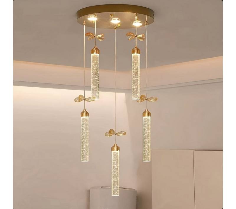 JDONG LED Pendelleuchte Moderne LED-Kristall-Pendelleuchte, 3 einstellbare Farben mit abnehmbarem Edelstahlschirm von JDONG