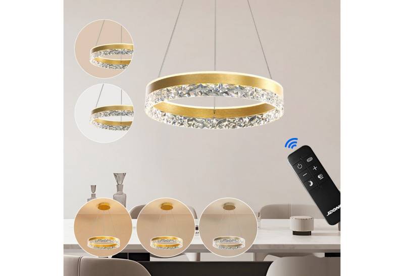 JDONG LED Pendelleuchte Moderne mit Fernbedienung 100cm Höhenverstellbar 54W, Esstisch Kronleuchter Kristall, Dimmbar, Wohnzimmer Esszimmer Küchen Bar Leuchten von JDONG