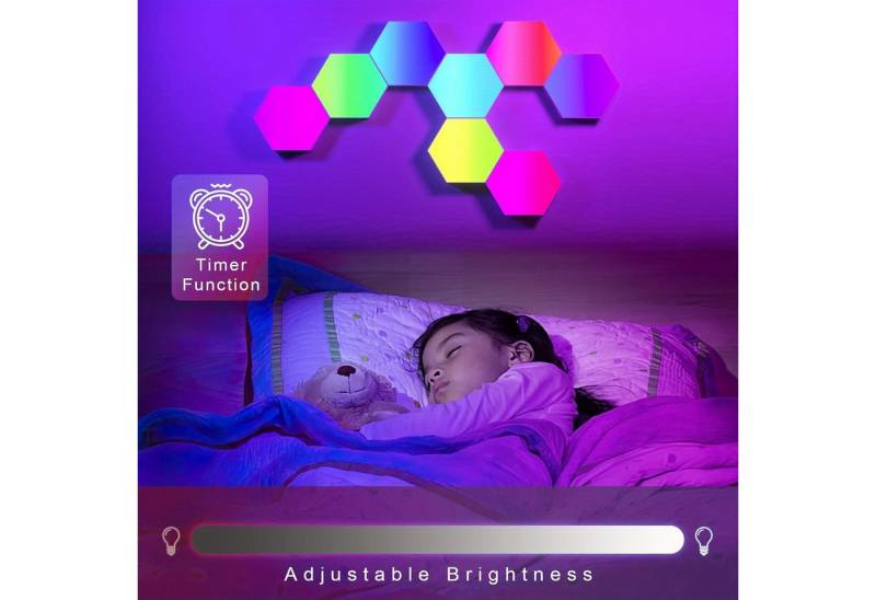 JDONG LED Wandleuchte LED-Sechseck-Spielwandleuchte, Sechseckige RGB-LED-Panel, sechseckige Wabenmuster-Wandleuchte von JDONG