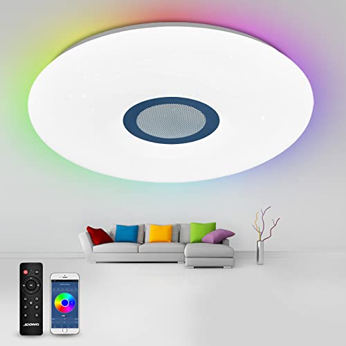 JDONG Led Deckenleuchte mit Bluetooth Lautsprecher,weißes Rauschen & beruhigende Klänge für Kinder & Erwachsene, smart Deckenlampe mit Fernbedienung und APP-Steuerung, RGB Farbwechsel 54W von JDONG