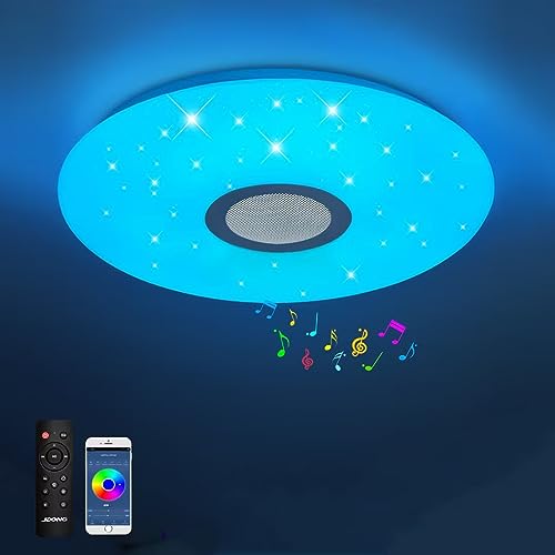 JDONG Led Deckenleuchte mit Fernbedienung Dimmbar 24W Led Sternenhimmel Kinderzimmer Lampe Decke Bluetooth Lampe Durchmesser 30cm Runde Lamp für Schlafzimmer Wohnzimmer Badezimmer Küche von JDONG