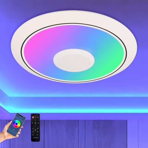 JDONG Led Deckenleuchte mit Fernbedienung und App dimmbar 36W Bluetooth Deckenleuchte Ø37CM mit Bluetooth Lautsprecher, Sternenhimmel,Farbwechsel RGB Warmweiß/Kaltweiß JDONG Led Deckenleuchte mit Fernbedienung und App dimmbar 36W Bluetooth Deckenleuchte Ø37CM mit Bluetooth Lautsprecher, Sternenhimmel,Farbwechsel RGB Warmweiß/Kaltweiß von JDONG