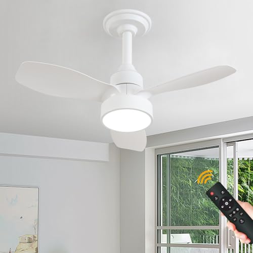 JDONG Weiß Deckenventilator mit Beleuchtung Ø 62CM Leise Deckenventilator mit Fernbedienung 3 Farbtemperatur und 3 Geschwindigkeiten Deckenlampe mit Ventilator Timer Deckenlampe für Schlafzimmer von JDONG