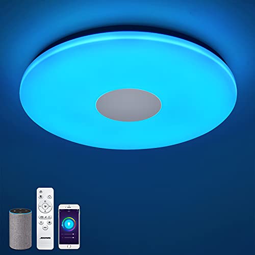 Smart Lampe LED 24W Deckenleuchte Kompatibel mit Alexa Google Home für Schlafzimmer Kinderzimmer Wlan IP44 Badlampe, Rund Lamp Ø30CM, App Steuerbar Dimmbar(RGB,Kaltweiß,Warmweiß), Nachtlicht von JDONG