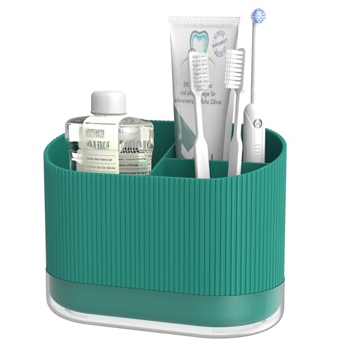 Grüner Zahnbürstenhalter für Badezimmer, Kunststoff, für Kinder, elektrischer Zahnbürstenhalter mit Drainage- und Abtropfschale, niedlicher Dusch-Zahnpasta-Halter, Ständer, Organizer, Caddy für Grüner Zahnbürstenhalter für Badezimmer, Kunststoff, für Kinder, elektrischer Zahnbürstenhalter mit Drainage- und Abtropfschale, niedlicher Dusch-Zahnpasta-Halter, Ständer, Organizer, Caddy für von JDOTL