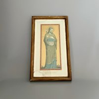 Jesus Framed Vintage Print - Schola Art Beuron , Verlag Kloster Lith.benziger & Co Einsiedeln von JDVintageDE
