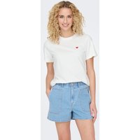 JDY Kurzarmshirt "JDYPISA S/S PRINT TOP JRS NOOS", mit Herz Stickerei von JDY