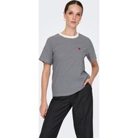 JDY Kurzarmshirt "JDYPISA S/S PRINT TOP JRS NOOS", mit Herz Stickerei von JDY