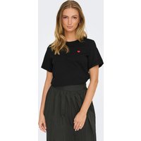 JDY Kurzarmshirt "JDYPISA S/S PRINT TOP JRS NOOS", mit Herz Stickerei von JDY