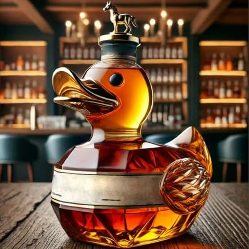 300ML Weindekanter - Whisky Dekanter Skulpturen Statue, 3D Lustige Enten-Whisky-Weinflasche, Tierstatue-Weinflaschen, Streich-Enten-Whiskys-Dekanter-Dekoration, Für Bar, Büro, Heimgeschenk(A) von JDZYFFS
