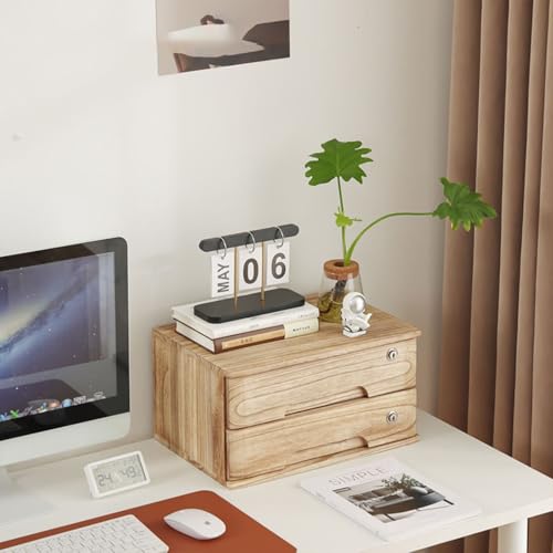 Aktenschrank Für Den Schreibtisch - Aufbewahrungsbox Mit Schubladen, Schreibtisch-Aufbewahrungsbox, Schreibtischs-Flachaktenschrank Mit Schloss, Schreibtischs-Aufbewahrungsschrank/Datenschrank(B,2 lay von JDZYFFS