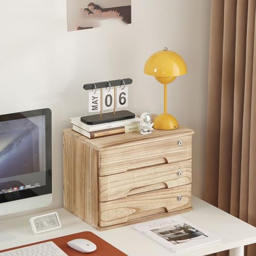Aktenschrank Für Den Schreibtisch - Aufbewahrungsbox Mit Schubladen, Schreibtisch-Aufbewahrungsbox, Schreibtischs-Flachaktenschrank Mit Schloss, Schreibtischs-Aufbewahrungsschrank/Datenschrank(B,3 lay von JDZYFFS